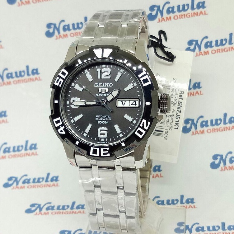 Seiko 5 Sports SNZJ51K1 Automatic Black Dial-Bezel - Jam Pria SNZJ51