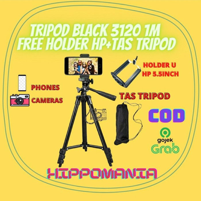 TRIPOD BLACK 3120 HP PANJANG 1METER FREE HOLDER HP 5.5INCH+TAS TRIPOD - HOLDER 5.5INCH
