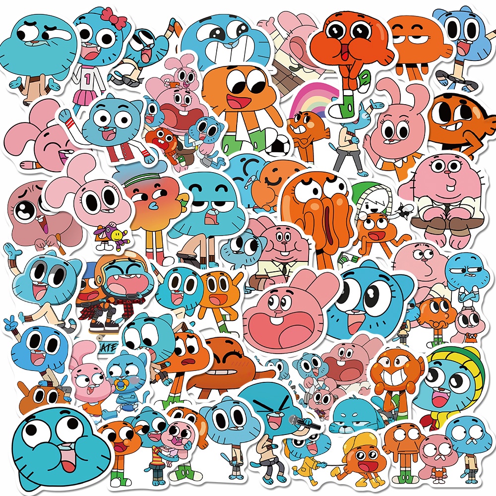 50pcs Stiker Desain Kartun The Amazing World Of Gumball Anti Air Untuk Dekorasi Laptop / Gitar