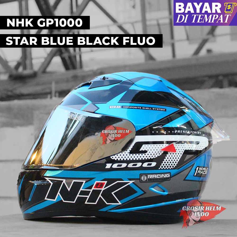 HELM NHK GP1000 STAR BLUE PAKET GANTENG VISOR IRIDIUM_NHK GP1000 STAR PAKET GANTENG ORIGINAL