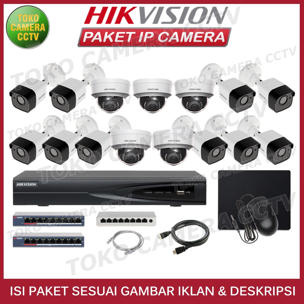 PAKET IP CAMERA HIKVISION 4MP 16 CHANNEL 15 KAMERA