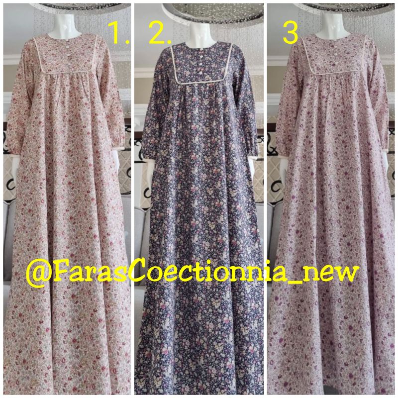 Gamis katun Jepang motif bunga Krah baby ORI by edness kayla
