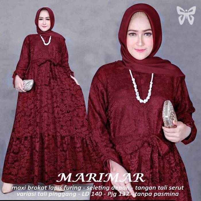 RL - Dress Cantik Wanita Dewasa Gamis Marimar 5L Gamis Brukat, Gamis Brukat Busui Friendly, Gamis Br