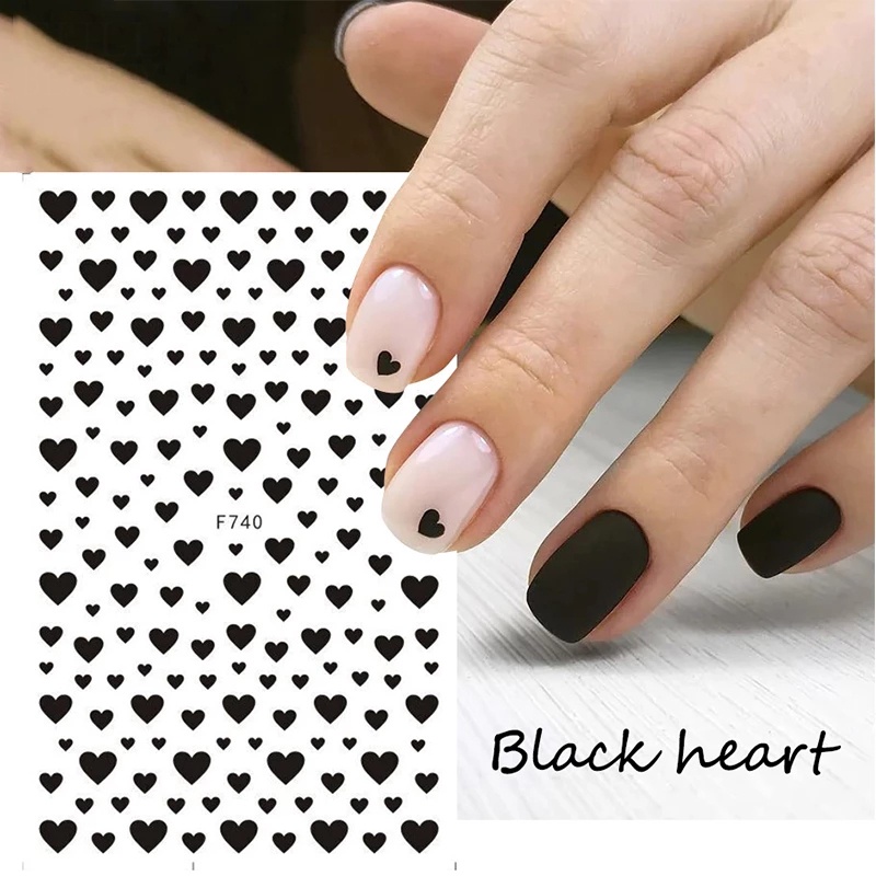 Stiker Kuku 3D Bentuk Hati Warna-Warni Untuk Dekorasi Nail Art