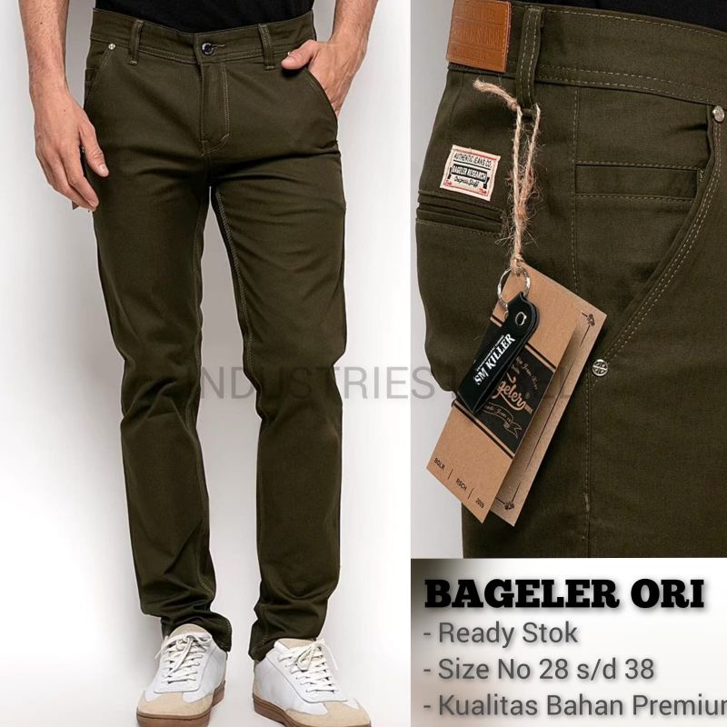 Bageler Chino Panjang Pria Celana Chino panjang slimfit big size celana chino canvas warna abu seri CBS 7R66