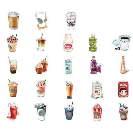 Label Sticker - A Glass of Drink (46pcs)