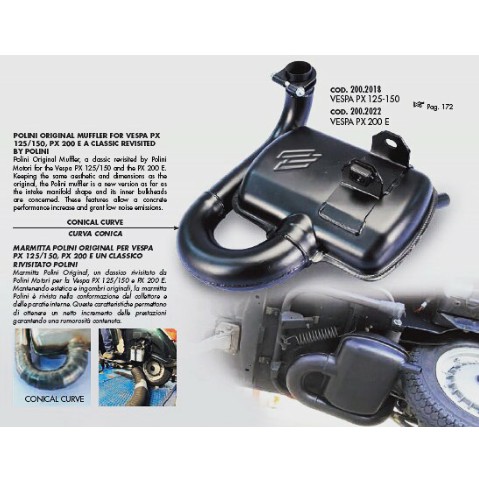 Knalpot Polini Originale Model Vespa PX/Excel/New PX/Sprint