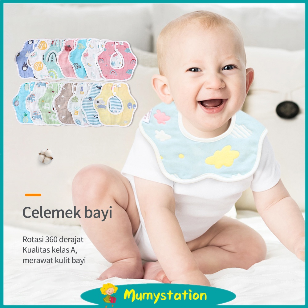 Mumystation Celemek bayi enam lapis kain kasa slabber bayi bibs