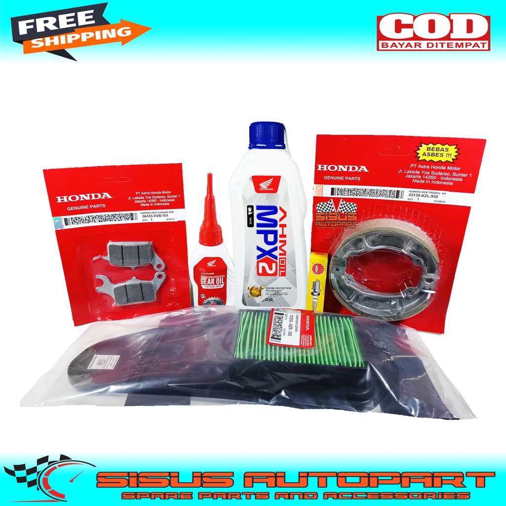 PAKET SERVICE VARIO 125 VARIO 125 FI ESP OLD / PAKET KAMPAS REM DEPAN BELAKANG OLI MPX2 OLI GARDAN FILTER UDARA BUSI CPR6 / VARIO 125 KZR