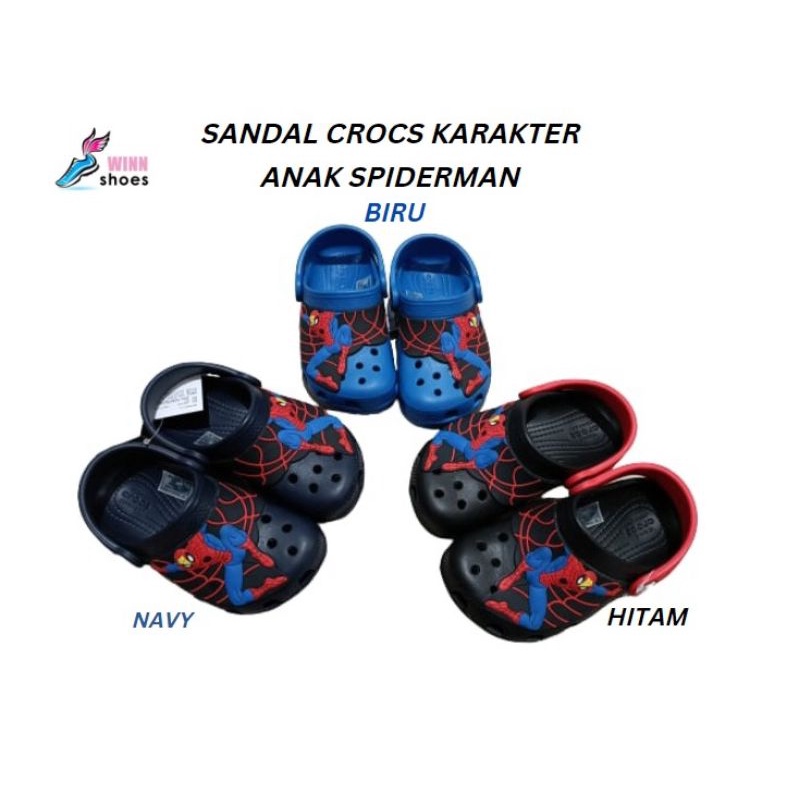 Crocs Spiderman Sandal Anak Laki Laki Sepatu Clog Karakter Sendal Karet Kodok Baim