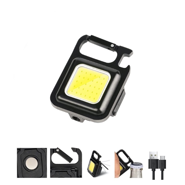 Lampu Senter Led COB Mini USB Charger Dengan Gantungan Kunci Untuk Outdoor / Camping / Memancing / Lampu Senter Led COB Mini USB Charger Model Gantungan Kunci Multifungsi Super Terang