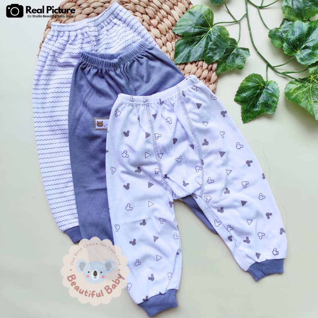 Baby.ou - 3 Stel Setelan Baju Bayi Baru Lahir Tangan Panjang Celana Panjang Usia 0 sd 3 Bulan Motif ABU SERIES - Setelan Baju Bayi Newborn Panjang Abu - Celana Panjang Bayi Baru Lahir