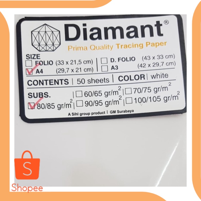 

Kertas Kalkir A4 Tracing Paper Diamant 80 Gr Isi 50 Lembar accessorie