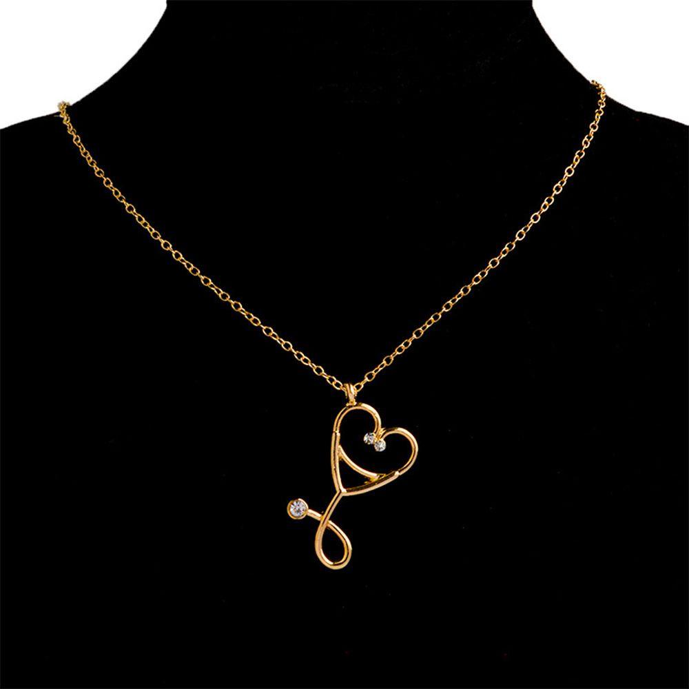 Rebuy Kalung Fashion Cardiogram Wanita Rantai Pesona Stetoskop Dokter