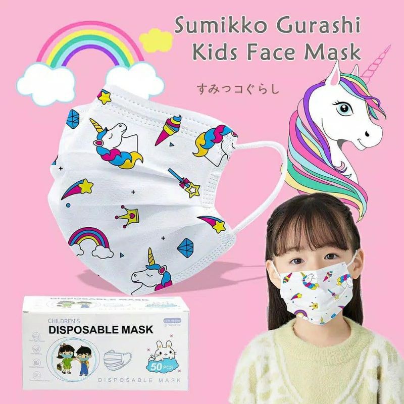 Masker Medis Anak 3 Ply Setara Masker Sensi Cartoon Series Anti Debu Virus Waterproof Tahan Air