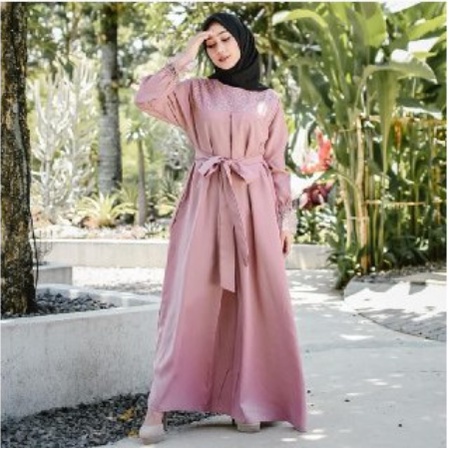 Baju Gamis Muslim Terbaru 2021 2022 Model Baju Pesta Wanita kekinian Bahan mosecrape Kondangan remaja