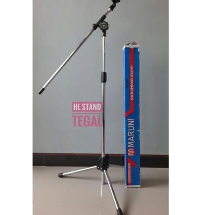 (TERBARU) Stand Mic Maruni Panjang Besi Croom Plus Holder Mic