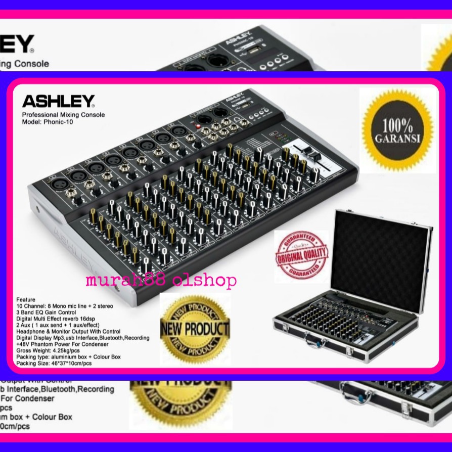 Mixer Audio ASHLEY PHONIC-10 original bergaransi