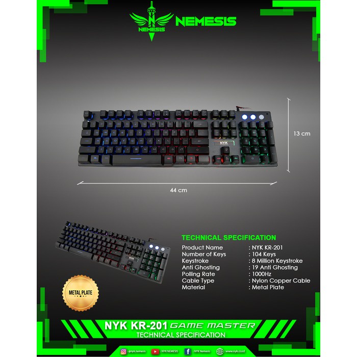 NYK NEMESIS KEYBOARD GAMING KR-201 GAME MASTER