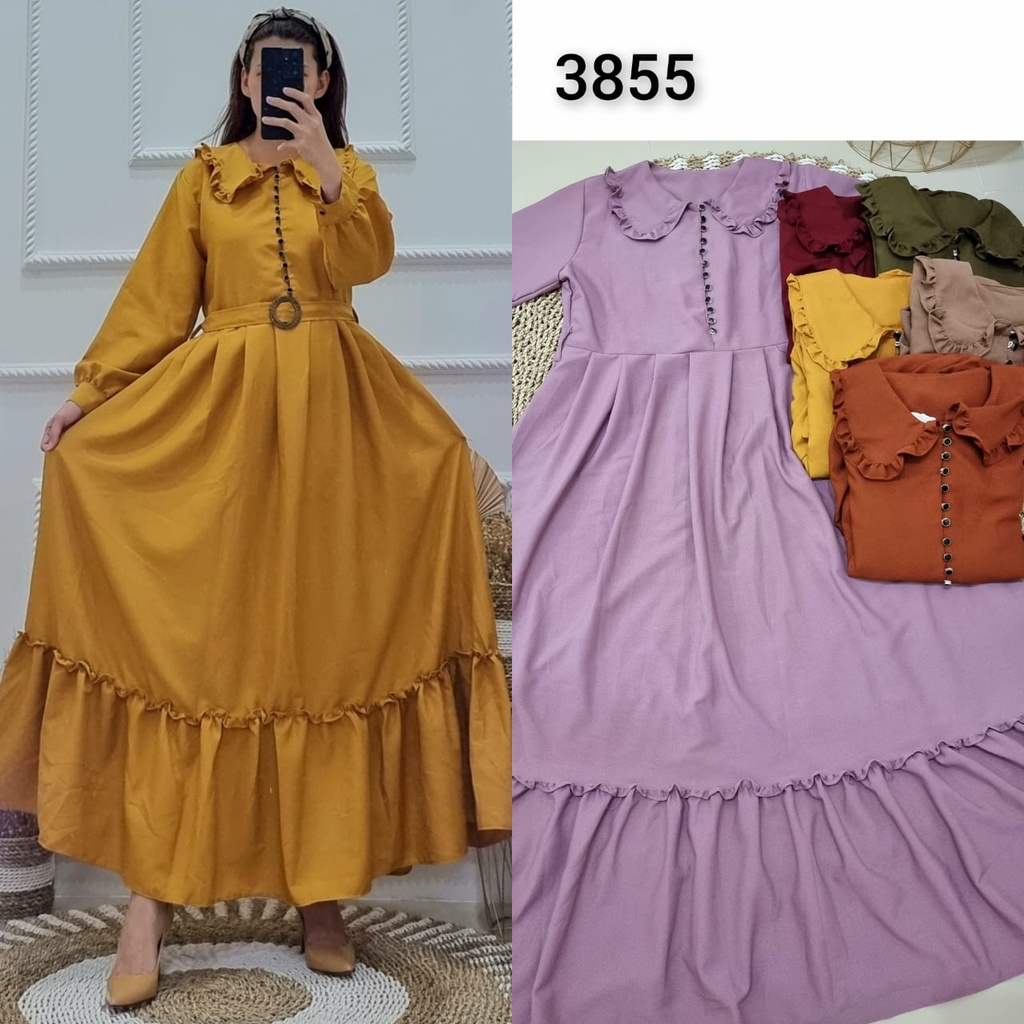 Gamis Kancing Seribu dengan Kerah lebar