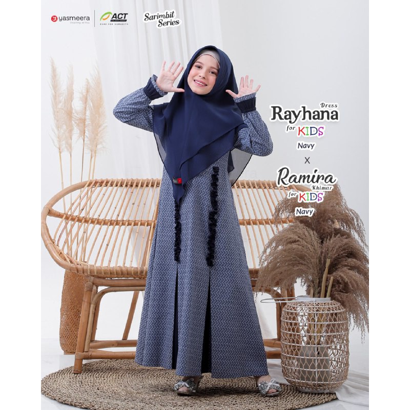 RAYHANA KIDS DRESS NAVY XL  || Gamis Kids Original by YASMEERA