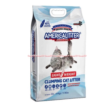 Americalitter Light Weight 10L Clumping Cat Litter America Litter Pasir Kucing Ringan Mudah Dibersihkan Bebas Debu Mengurangi Bau Tdak Sedap 10 Litter