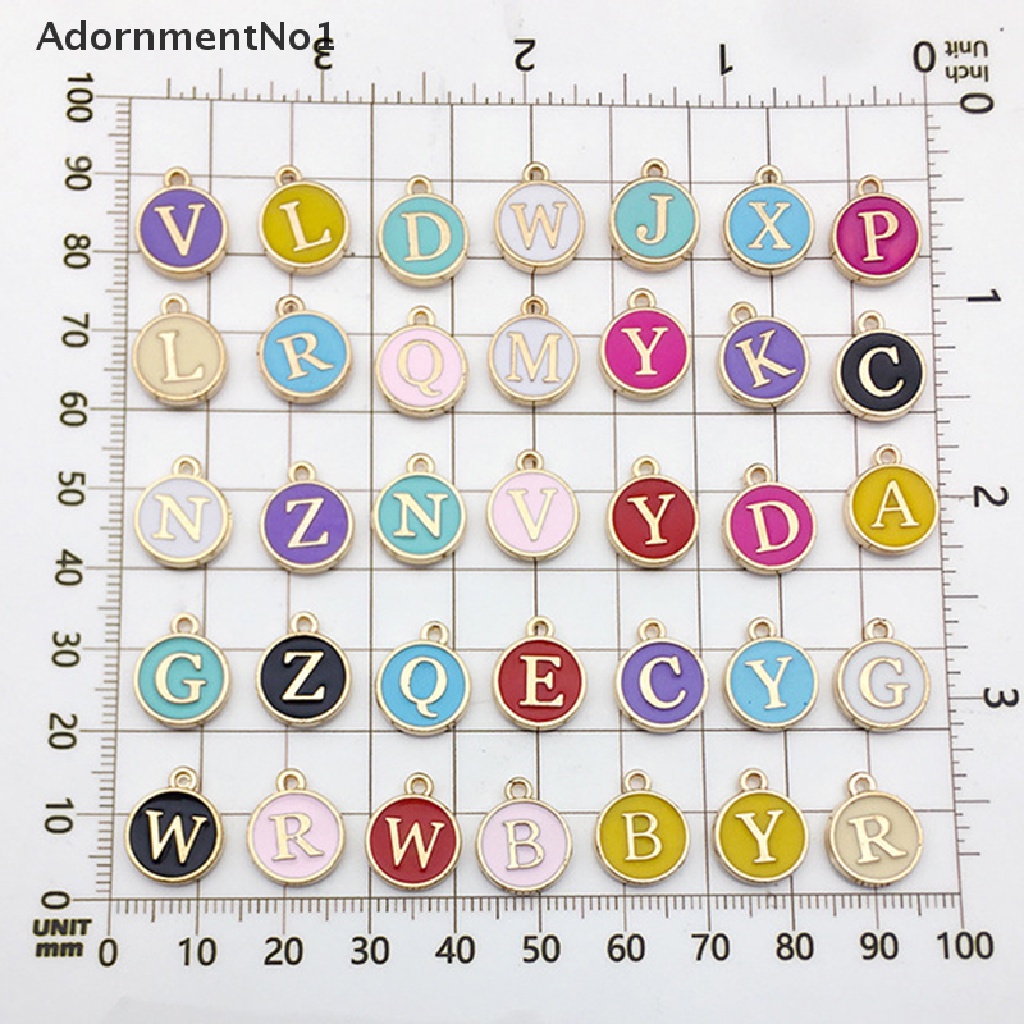 (AdornmentNo1) (26Pcs / Set) 15x12mm Liontin Huruf Alfabet Inggris Bahan Enamel Untuk DIY Charms