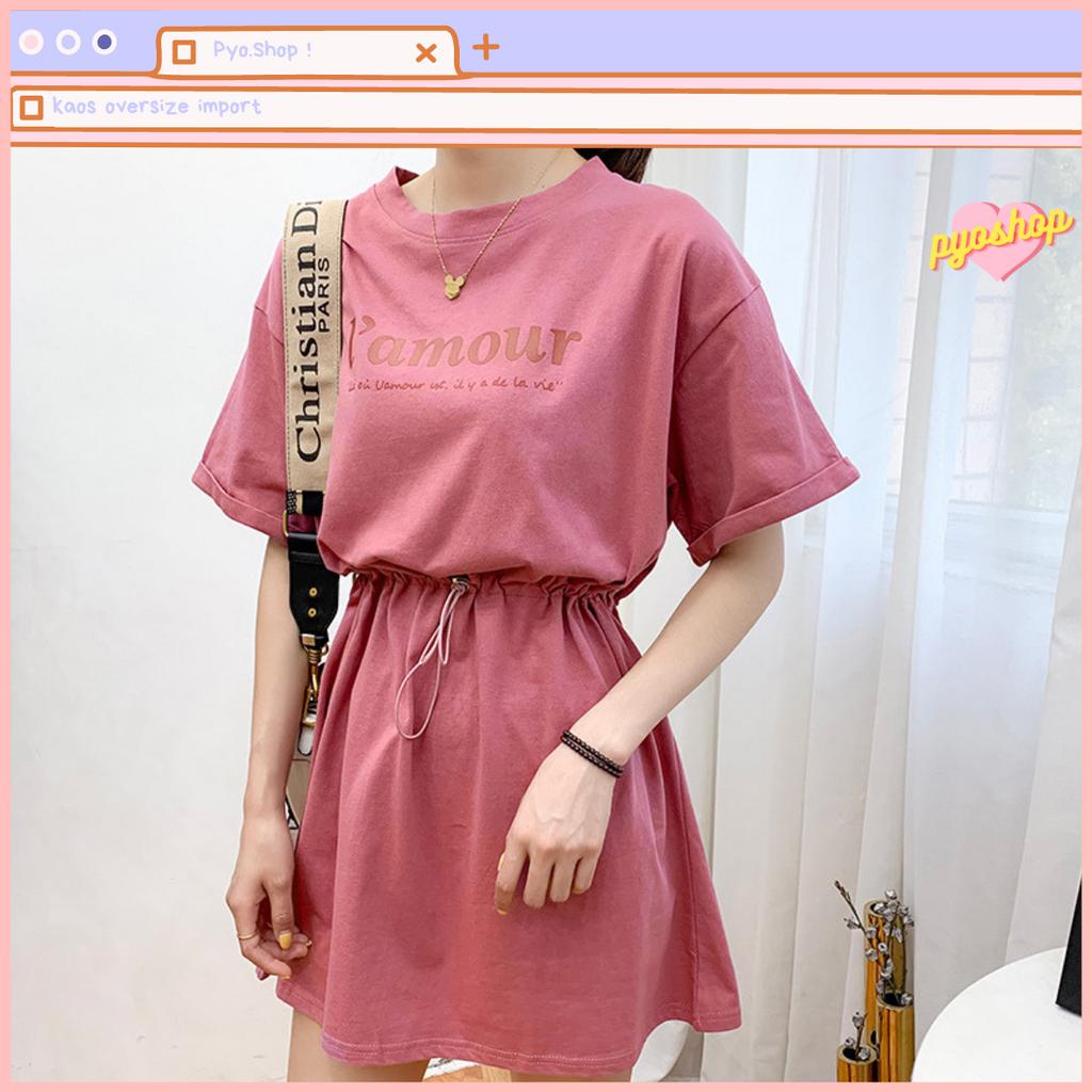 Oversize Dress Mini Kaos Import L'amour Wanita