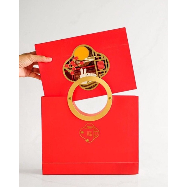 

set box mooncake import murah rabit box (incl paperbag + bos sekat 6)