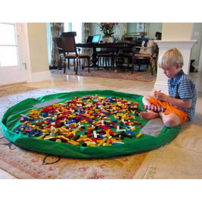 Playmat Matras Bermain Praktis Kantong Tempat Mainan Lego Portable 150 cm Rapih Anti Berantakan