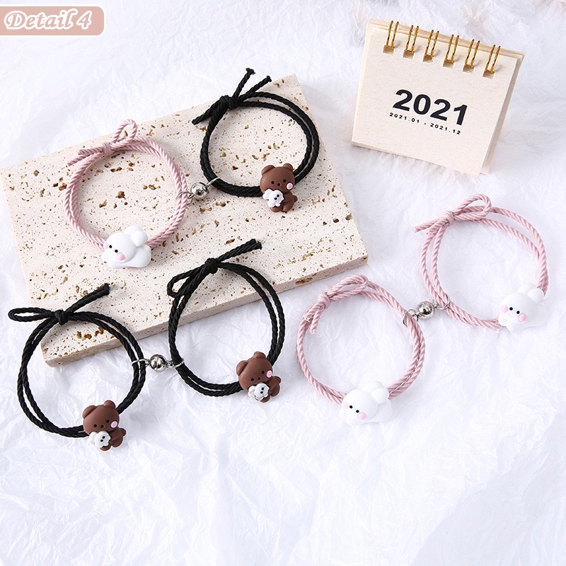 MALL 2Pcs Gelang Couple Magnet Fashion Korea Karakter Kelinci Pacar Bestie GLG18-4