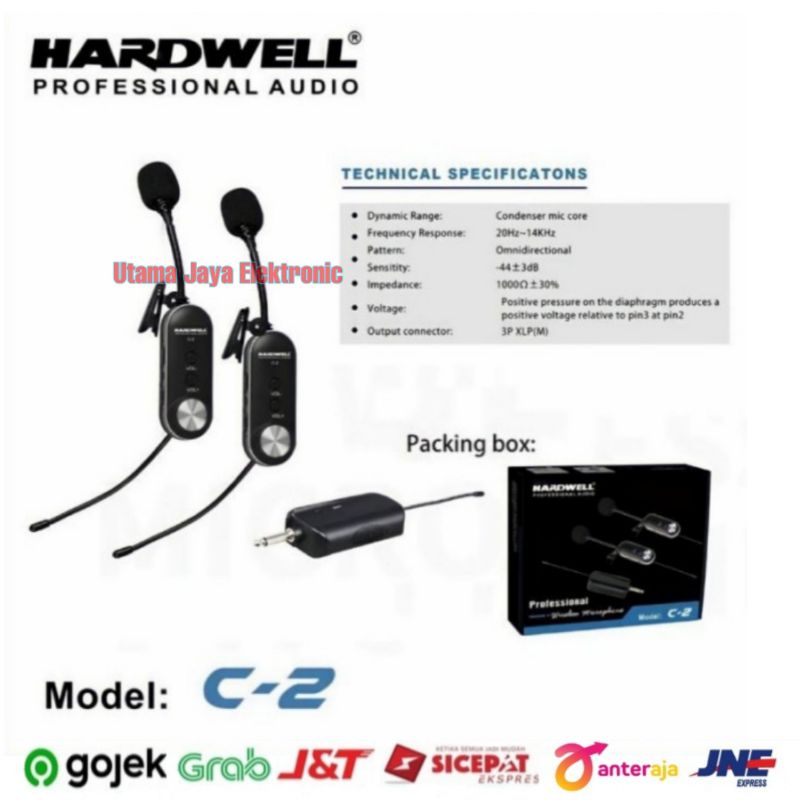 Mic Wireless Hardwell C-2 Mic Clip On C2 Jepit Microphone Original