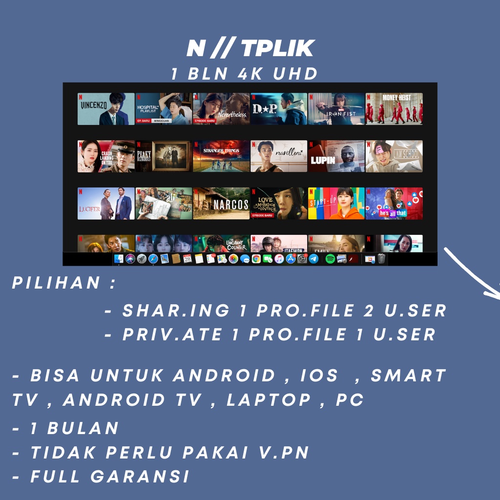 

NETFLIXX SHARING PRIVATE 4K ULTRA HD 1 BULAN BERGARANSI NO VPN
