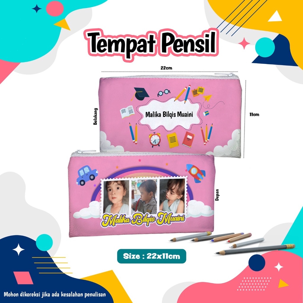 

Pencil Case Custom Name Tempat Pensil Pakai Nama Pouch Dompet Kostak Kotak Pensil