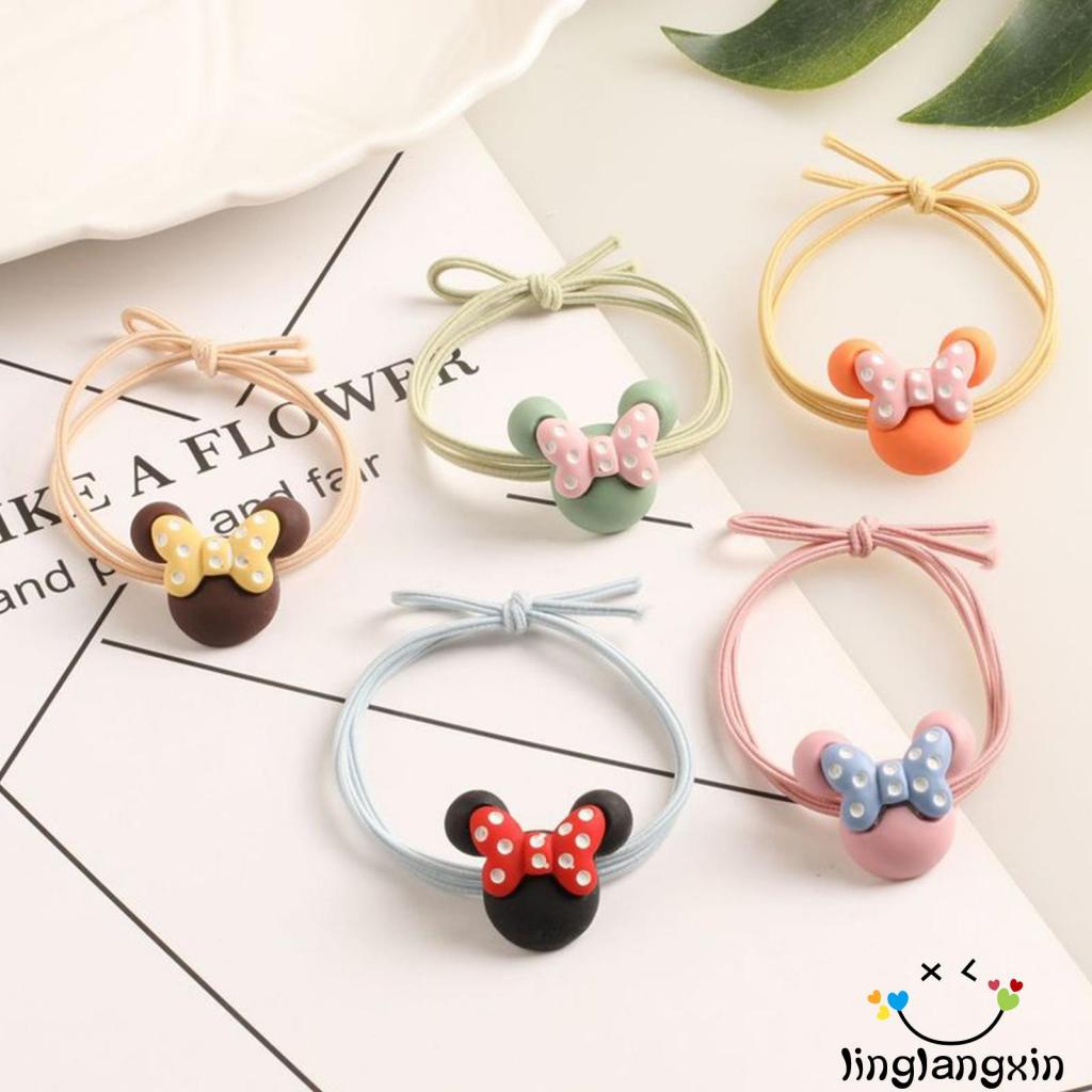 LLX-Women´s Cartoon Elastic Hair Rope, Bowknot Animal Head Ornament Hair Band, Hair Fixing Decorative Tool