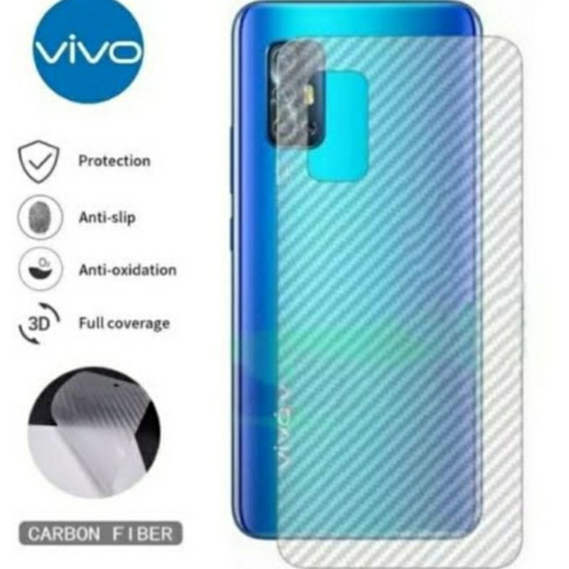 Skin Garskin Carbon Vivo V19 V17 Anti Jamur Belakang Transparan