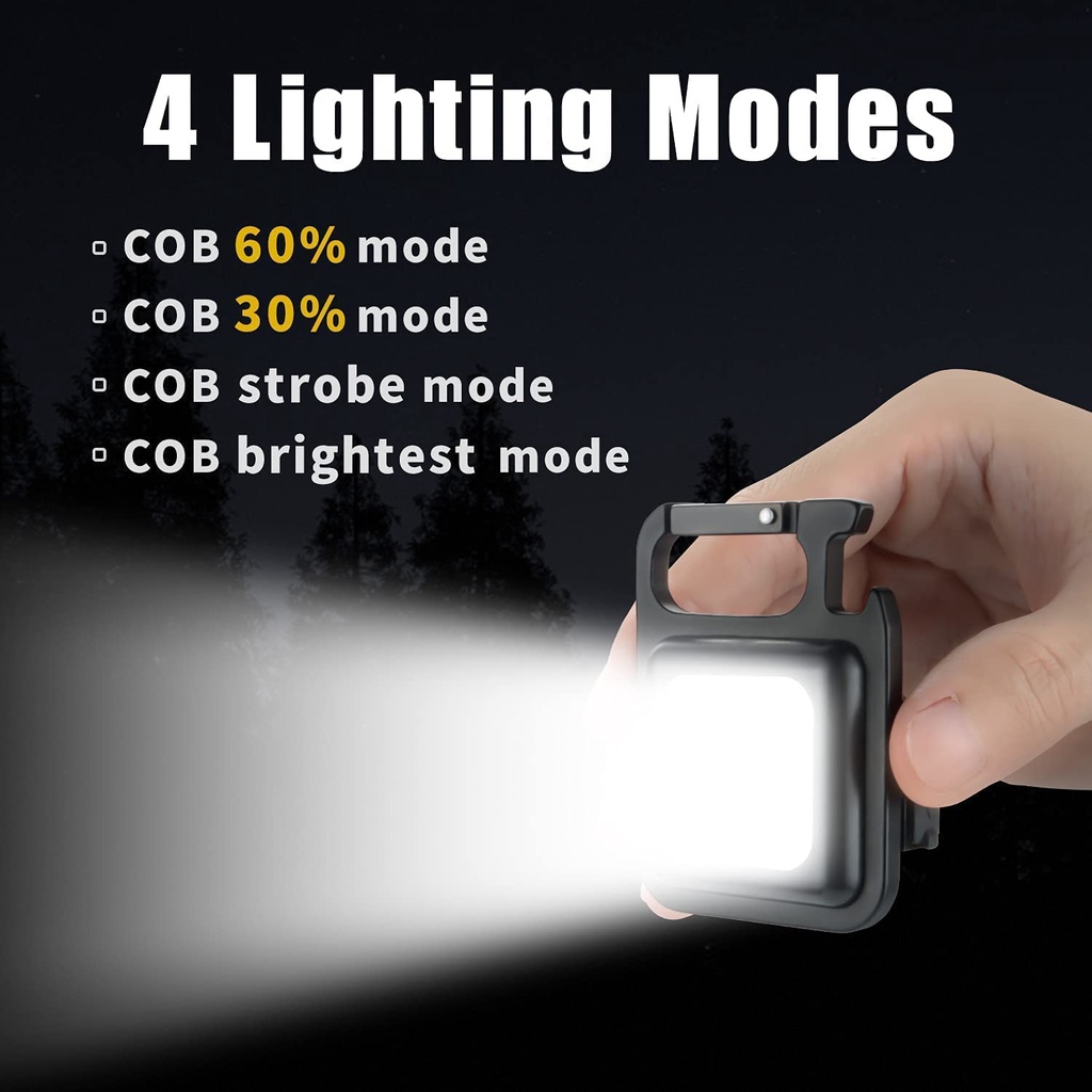 ( COD )Mini Cob Keychain Lampu Senter Led Portable Light Usb Rechargeable Emergency Dengan Gantungan Kunci camping kemah SAKU PEMBUKA BOTOL MAGNET SUPER TERANG