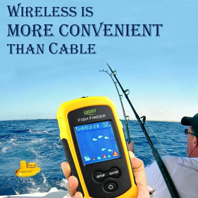 %%%%] sonar pencari ikan 40m wireles LCD warna-fish finder-gps alarm ikan