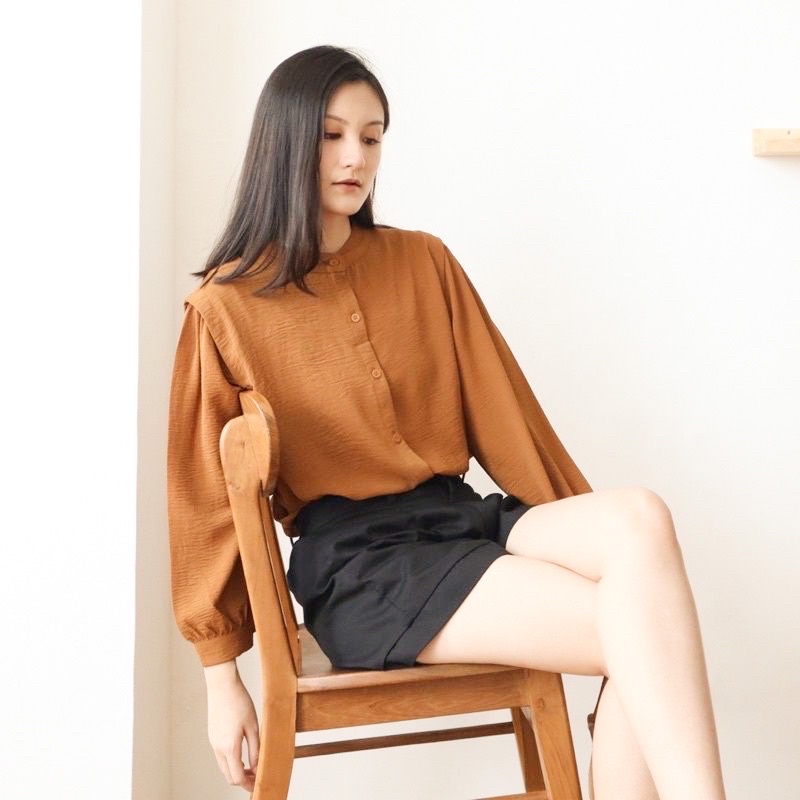 Aisa Blouse Crinkle Premium Kemeja Formal Kerja / Crinkle Blouse Shanghai-AISA OVALTINE