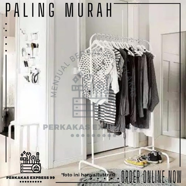 Stand Hanger RAK Gantungan Baju Portable Minimalis 100% BESI