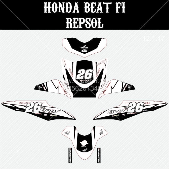 Terbaru Sticker striping motor stiker Honda Beat FI Repsol Spec B