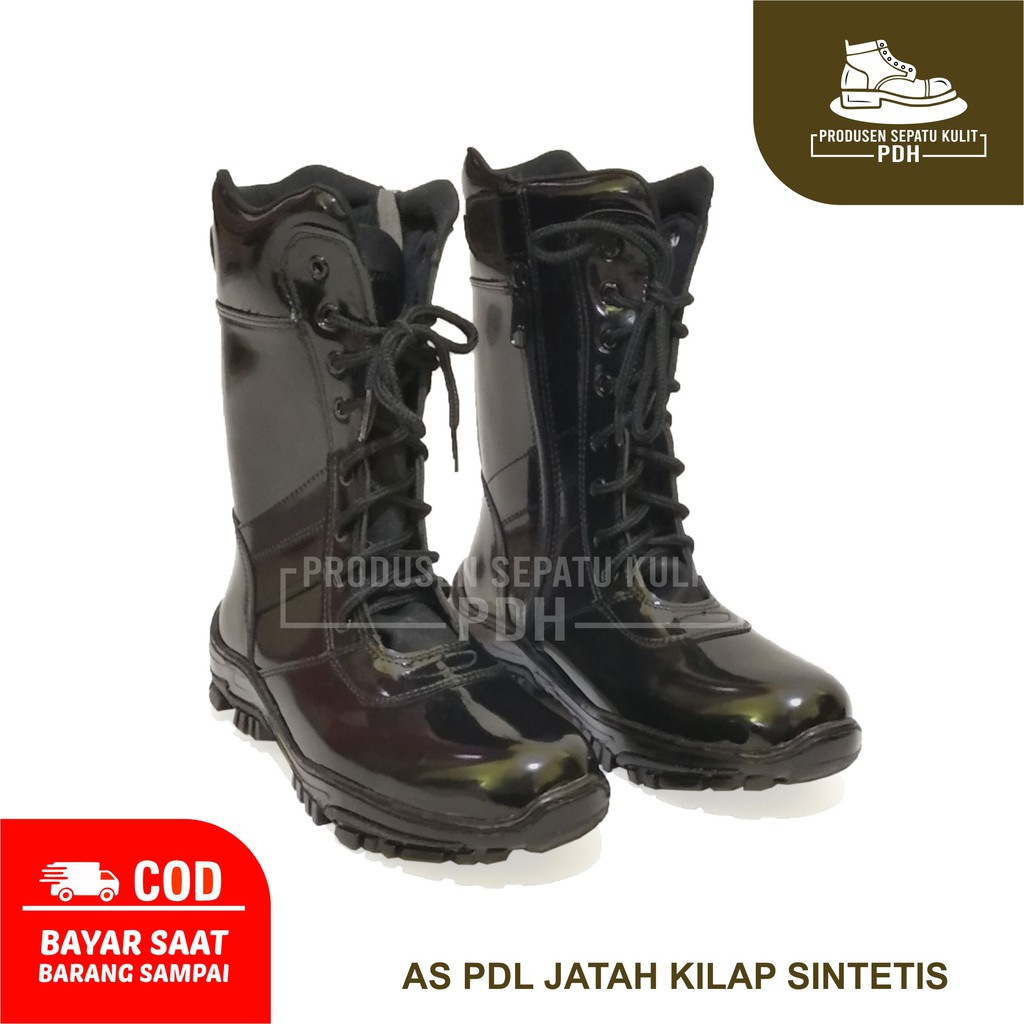 SEPATU PDL KILAT KILAP MENGKILAP PDL SATPAM SECURITY SATPOL PP TNI AD POLISI PDL KULIT SINTETIS