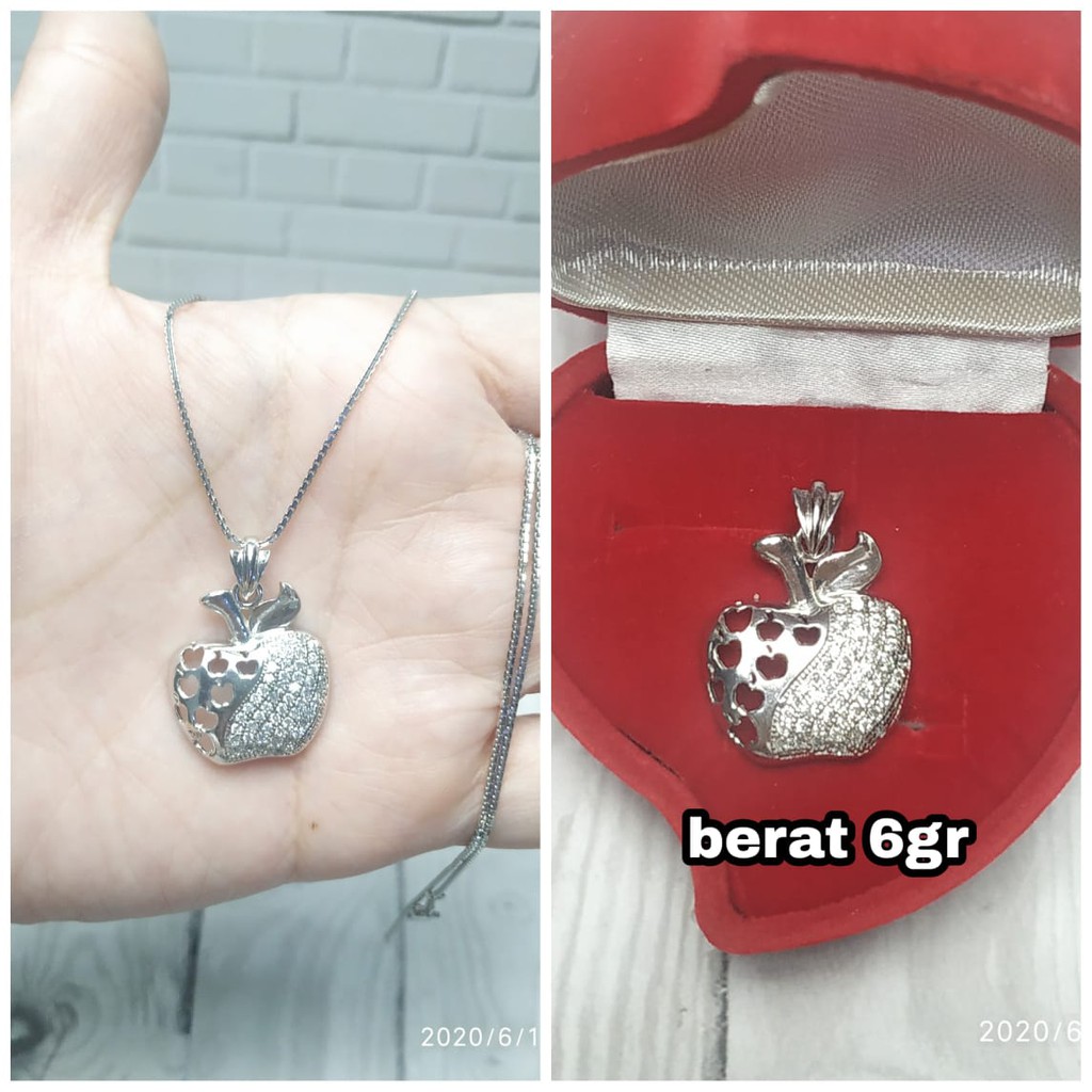 KALUNG SET LIONTIN APEL PERAK ASLI S925 CC916