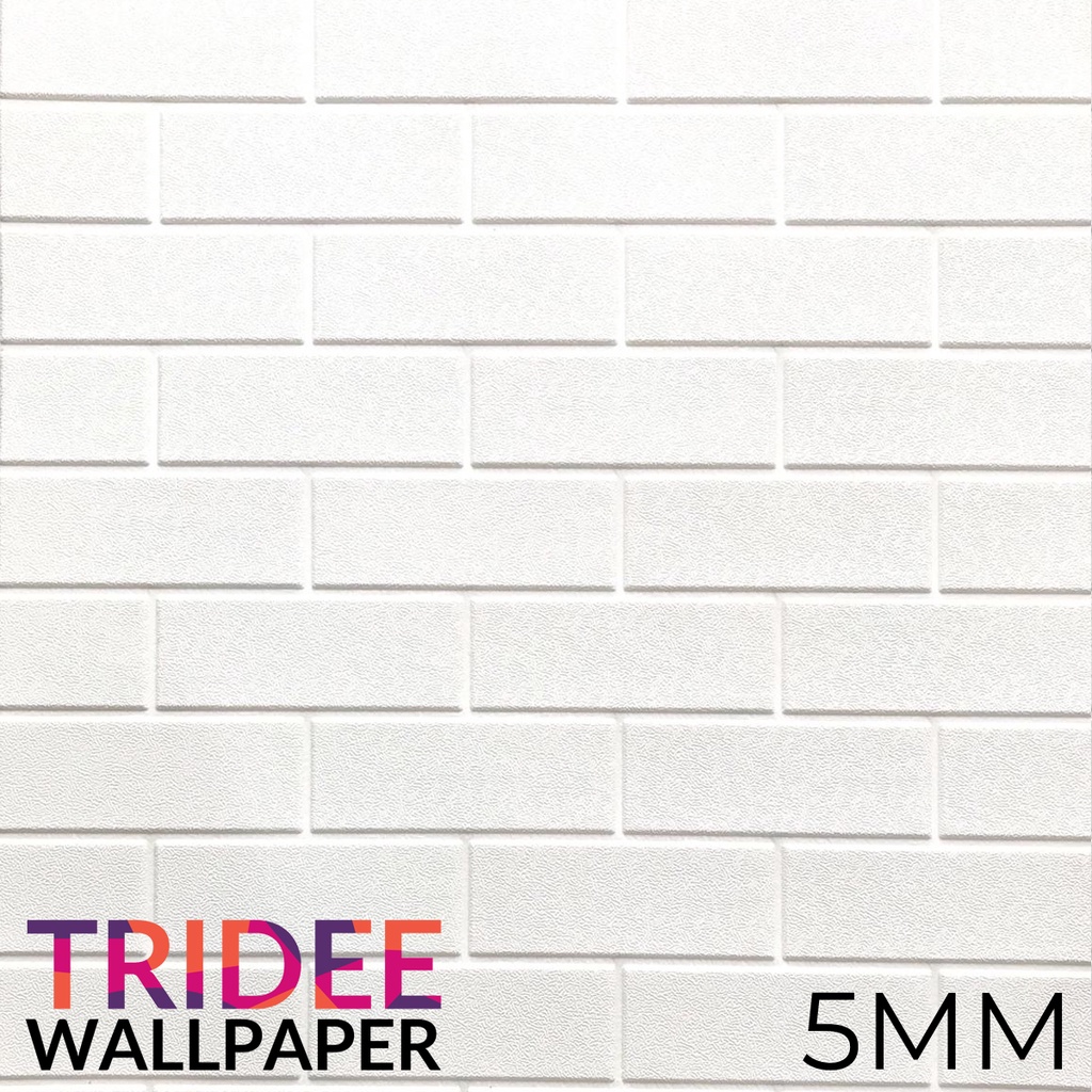 Wallpaper Dinding Sticker Foam 3D Bata Putih TRIDEE PLAIN BRICK 77x70cm full size