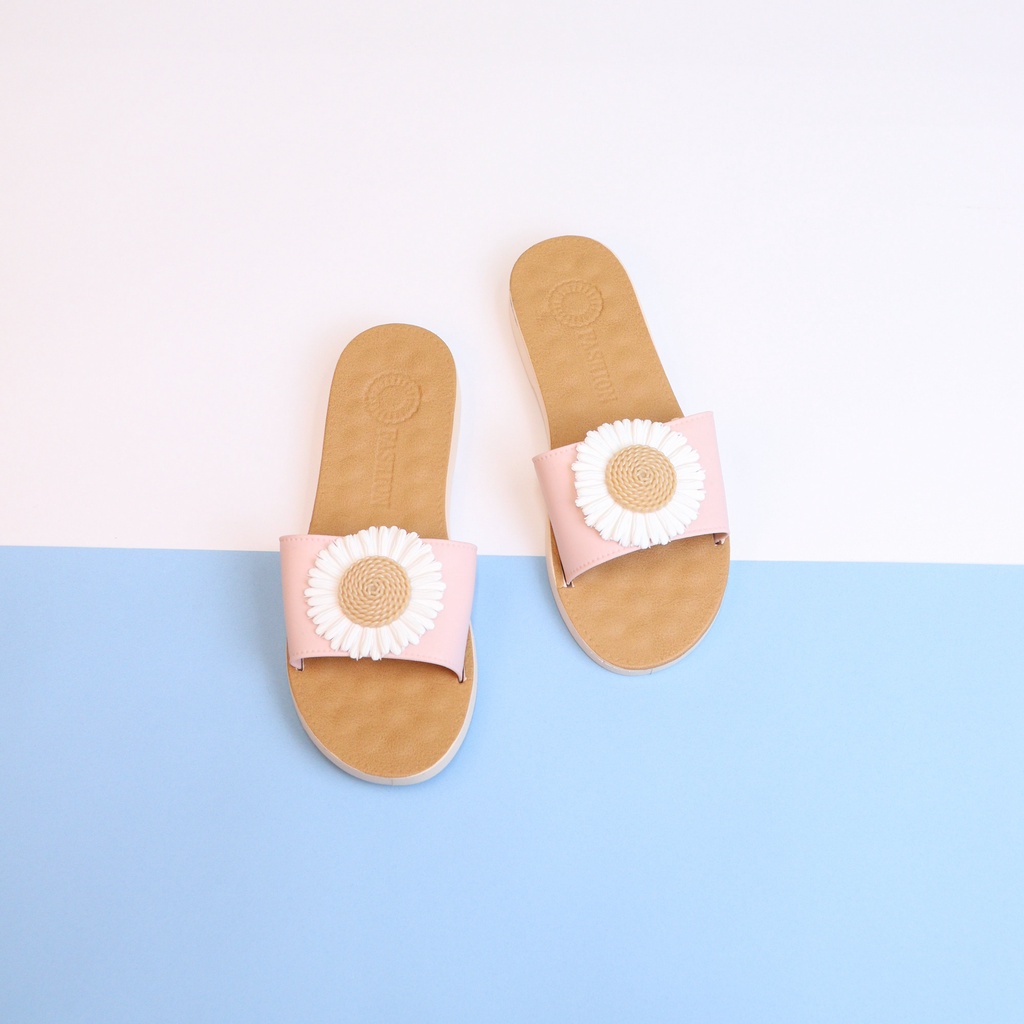 Sunflo Sandal Selop Wanita Slip On Teplek Bunga Matahari- Demorin Shoes