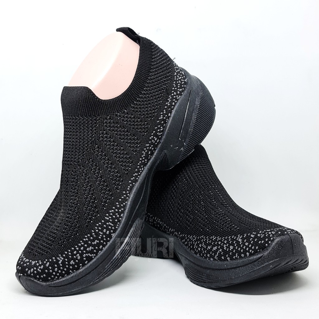 FIURI - Ando Original - NAOMI 37-40 FULL HITAM - Sepatu Kets Wanita - Sepatu Sneakers Wanita - Sepatu Olahraga Sport Wanita - Sepatu Casual - Sepatu Jogging Lari Fitness Gym Senam Wanita - Sepatu Sekolah Bertali SD SMP SMA-1