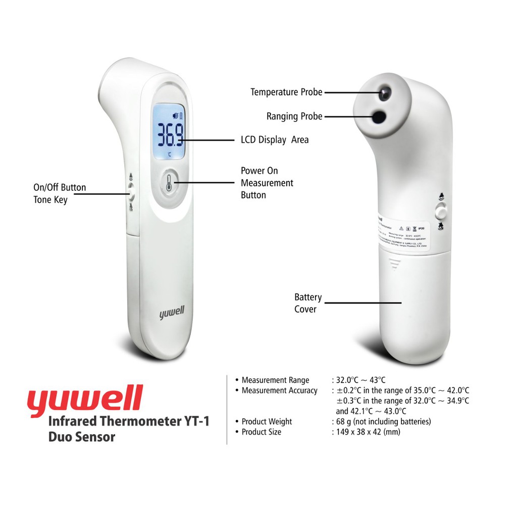 Thermometer Head Yuwell Infrared YT-1 Duo Sensor termometer