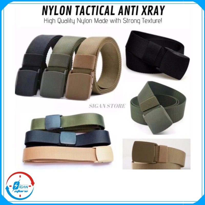 Ikat Pinggang / Gesper Pria Auto Canvas Kain Nylon Tactical Anti Xray