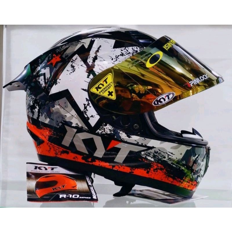 HELM KYT R10 PAKET GANTENG SERI 3 BLAK/RED ORIGINAL-2