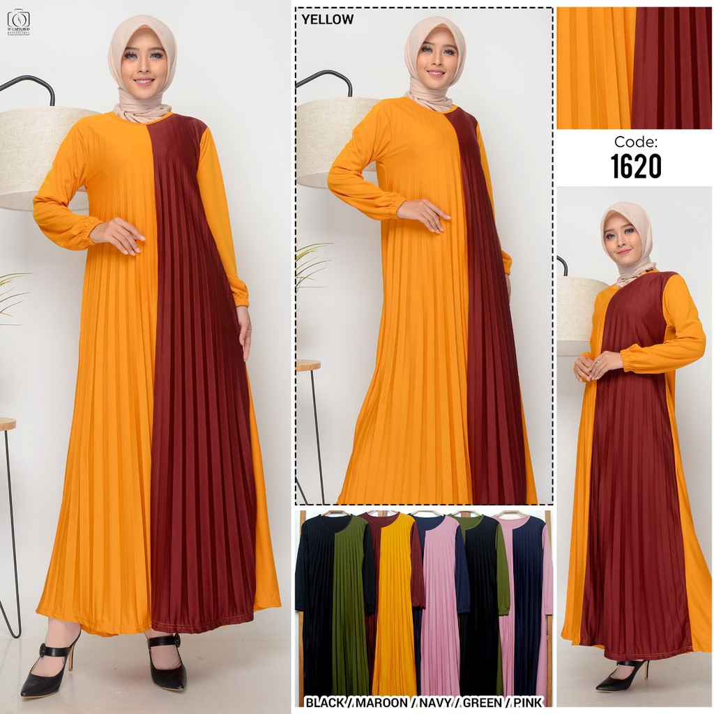 Bess - Gamis Plisket Combi 1/2 Body/ Gamis Maxi Plisket CODE 1620